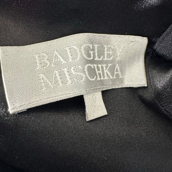 Badgley Mischka Silk Leather Cocktail Dress LBD Y2K | Black | SZ 0 - Picture 8 of 10